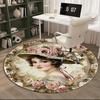 Floral Fantasy: Child's Garden Round Carpet Chair Cushion Round Entryway Rug, Soft Round Rugs for Living Room, Bedroom, Circle Carpet Decor Gifts
