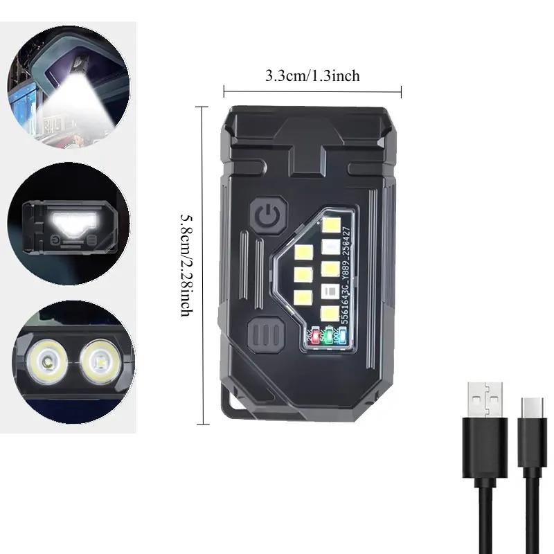 Rechargeable LED Keychain Light Mini Flashlight Waterproof Work Light for Outdoor Camping Fishing Emergency USB Charging Torch