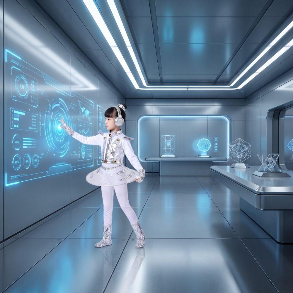 Future Style Space Astronaut Costume Halloween Children Spaceman Costume Cute Robot Costume Party