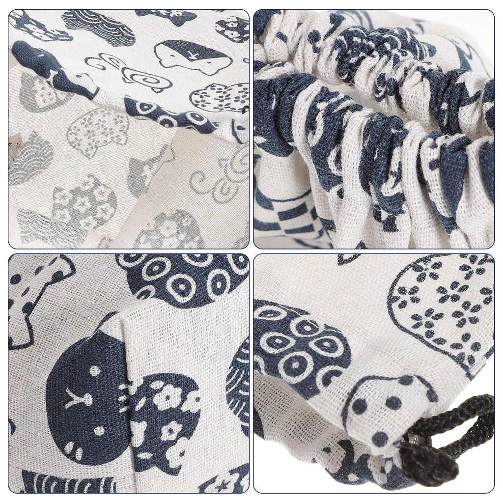 ledmomo Lunch Cat Cute Storage Bag Children's Double-Layered Bag, Thick, Japanese-Style Drawstring, Print,