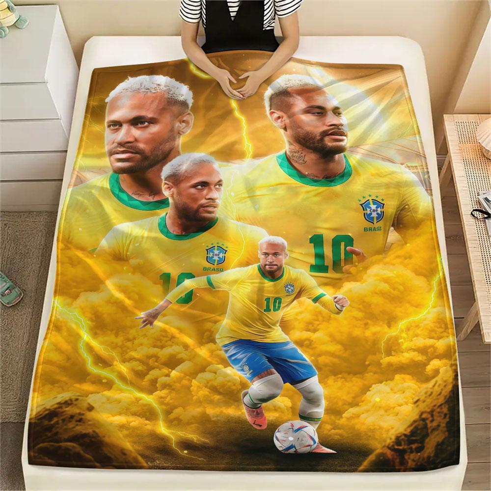 1PC Neymar Patterned Flannel Blanket Suitable For All Seasons for Home Decor Warmth and Comfort Gifts Holiday Present