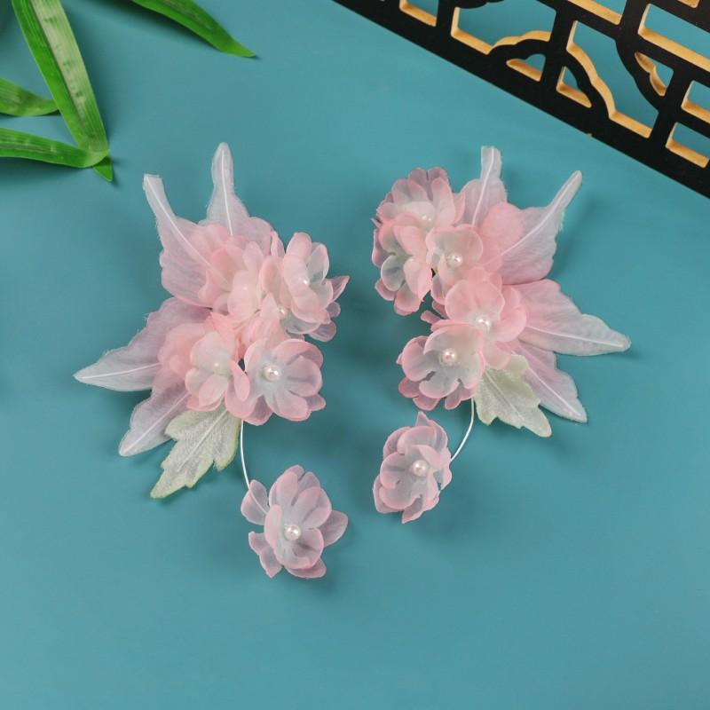 Handmade Gradual Butterfly Silk Flower Hair Clip Hanfu Cosplay Vintage Womens Side Accessory