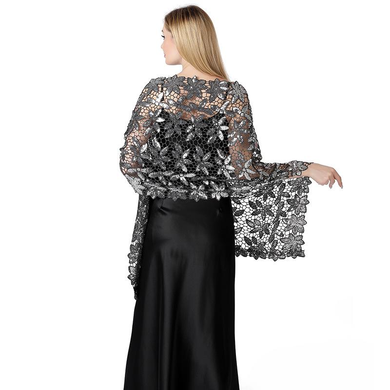 Shiny Sequin Tassel Shawl Wrap Dinner Party Shawl Wedding Bride Shawl Evening Dress Scarf