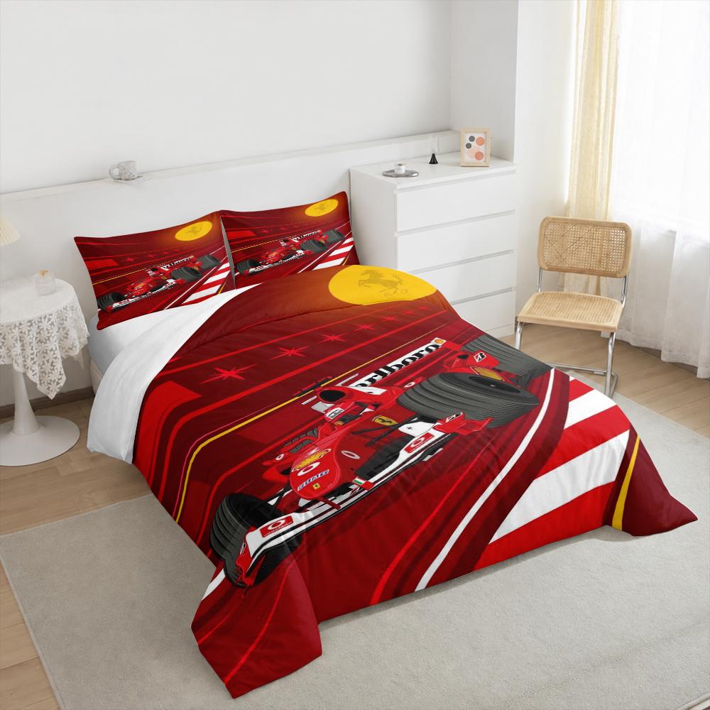 Sarkans Ferrari F1 Sacīkšu Dizaina Gultasveļas