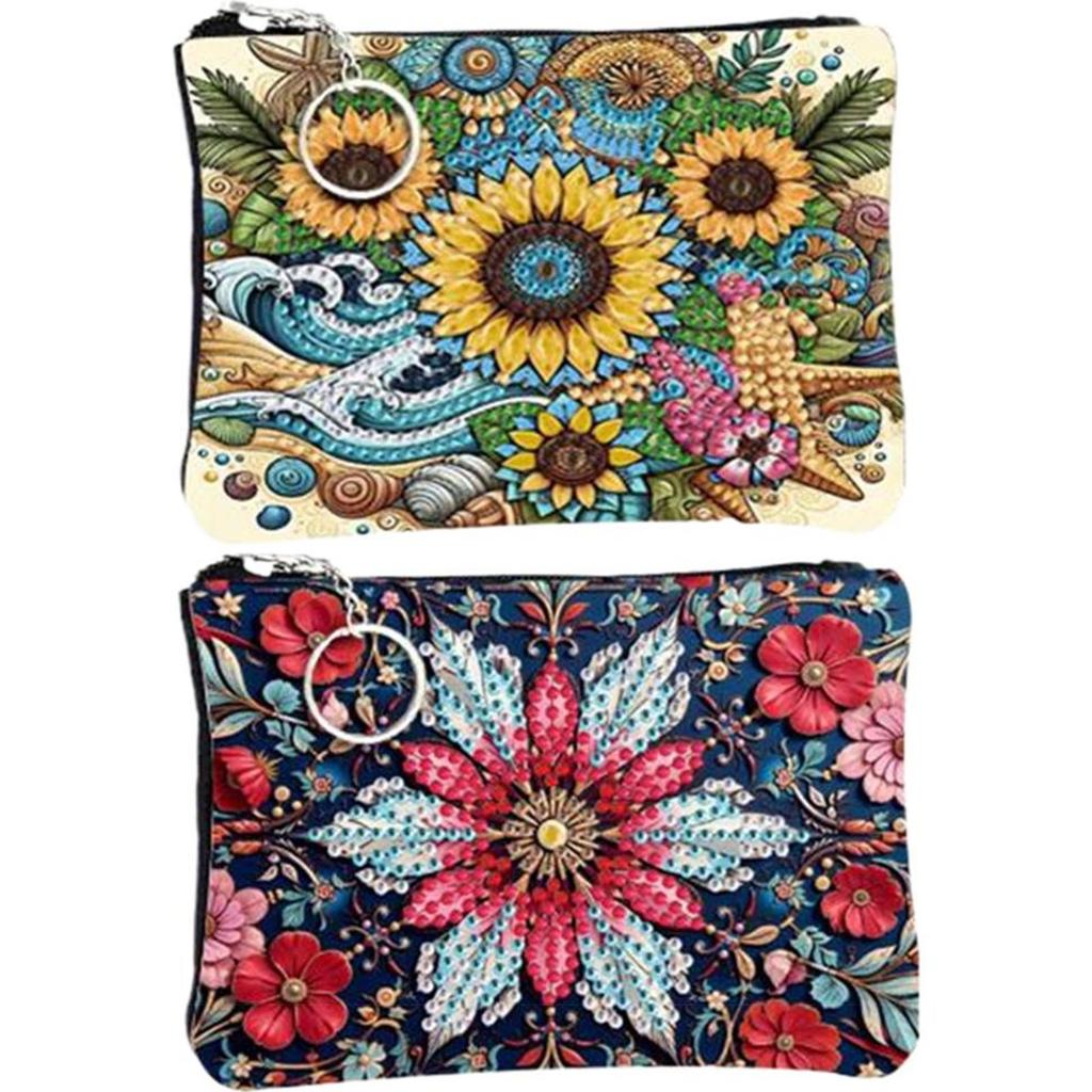 DIY Diamond Painting Bling Rhinestone Makeup Bag Zipper Closure Diamond Dot Diamond Card Pack Large Capacity for Home Decor Gift