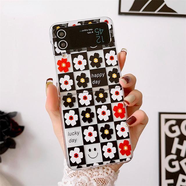 

Милый браслет с цветком ромашки, ремешок на запястье, чехол для телефона для Samsung Galaxy Z Flip 3 4, прозрачный чехол с цветком для Z Flip3 Flip4 Funda For-Galaxy Z Flip 3