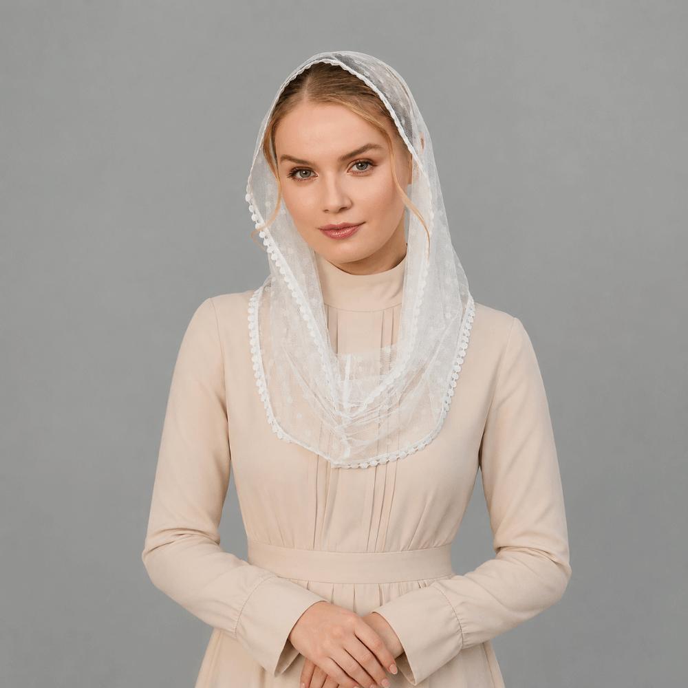 Black White Lace Veils Solid Color Head Scarves Classic Head Covering Scarf Wedding Bride