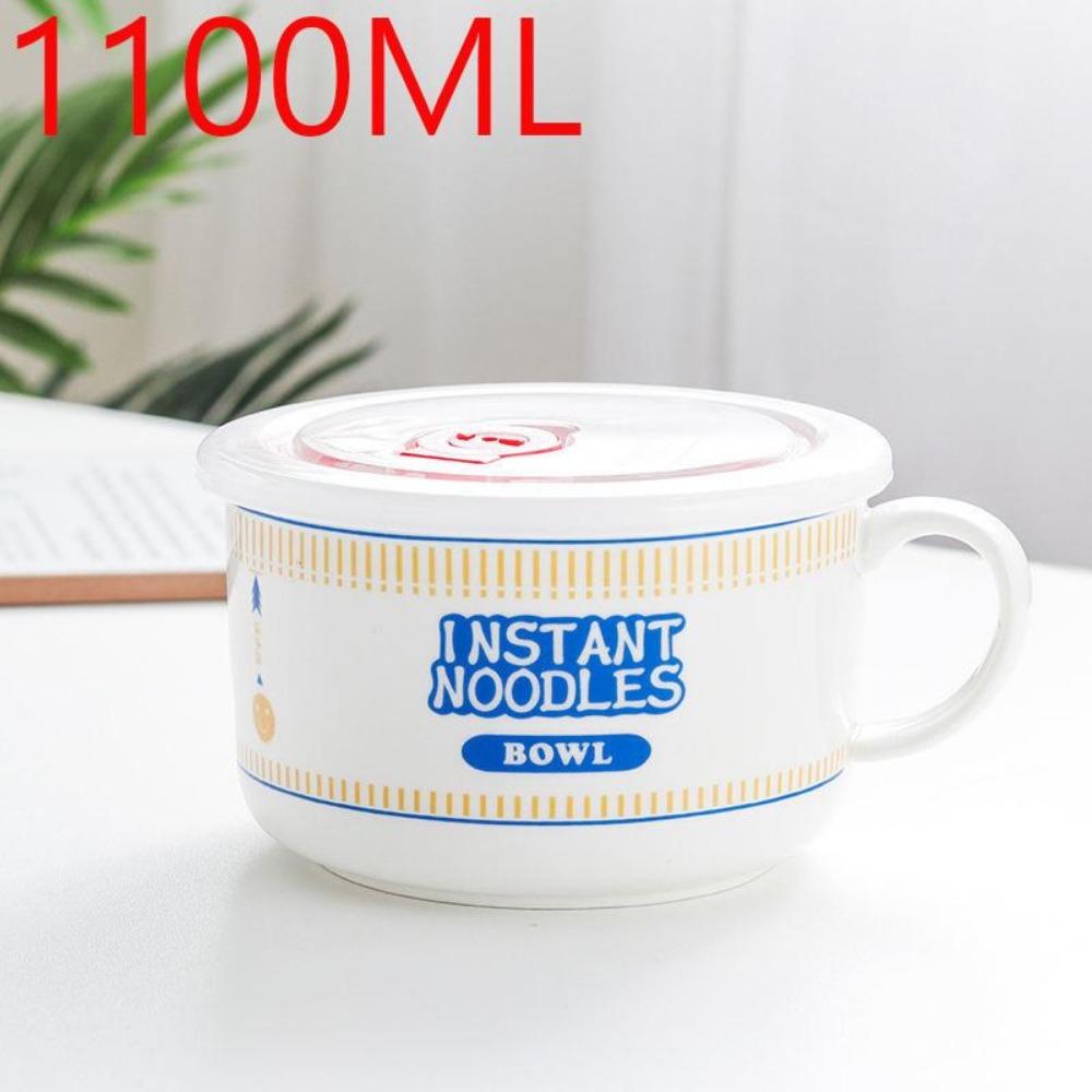 Creativity Lid Ceramics Instant Noodle Porridge Bowl Young Girl Dorm Room Student Office Super Large Japanese Cup Lunch Bowl Mug