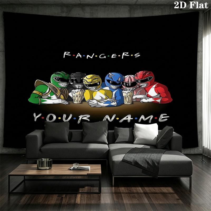 Power Rangers Adventure Custom Name Wall Tapestry Aesthetic Wall Hanging Printed Fabric Blanket Decorative Tapestries for Bedroom Living Room Home Dec