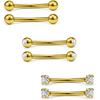 6Pcs 316 Stainless Steel Curved Barbell Eyebrow Lip Belly Ring With Shiny Zircon Fashion Body Piercing Jewelry