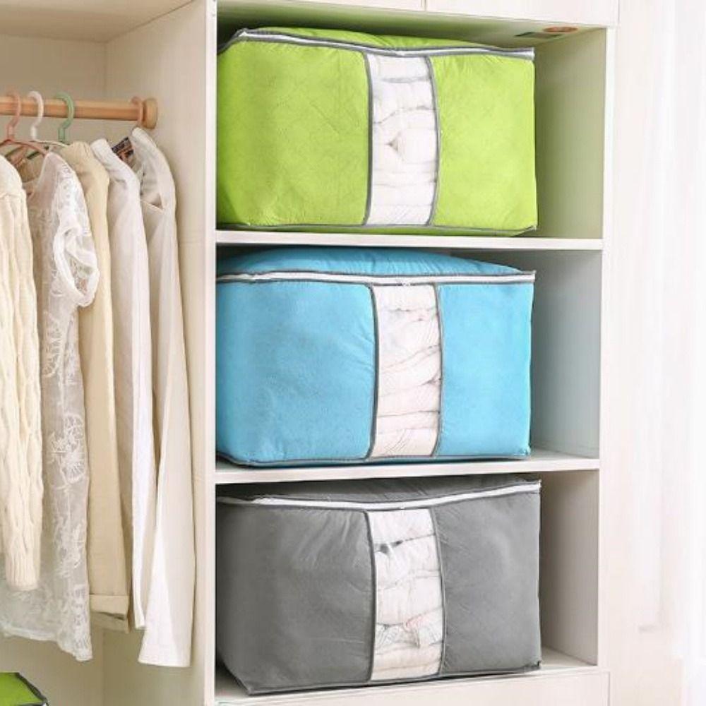 with Reinforced Handle Clothes Storage Bag Foldable Cotton Quilt Bags  For Blankets Bedding