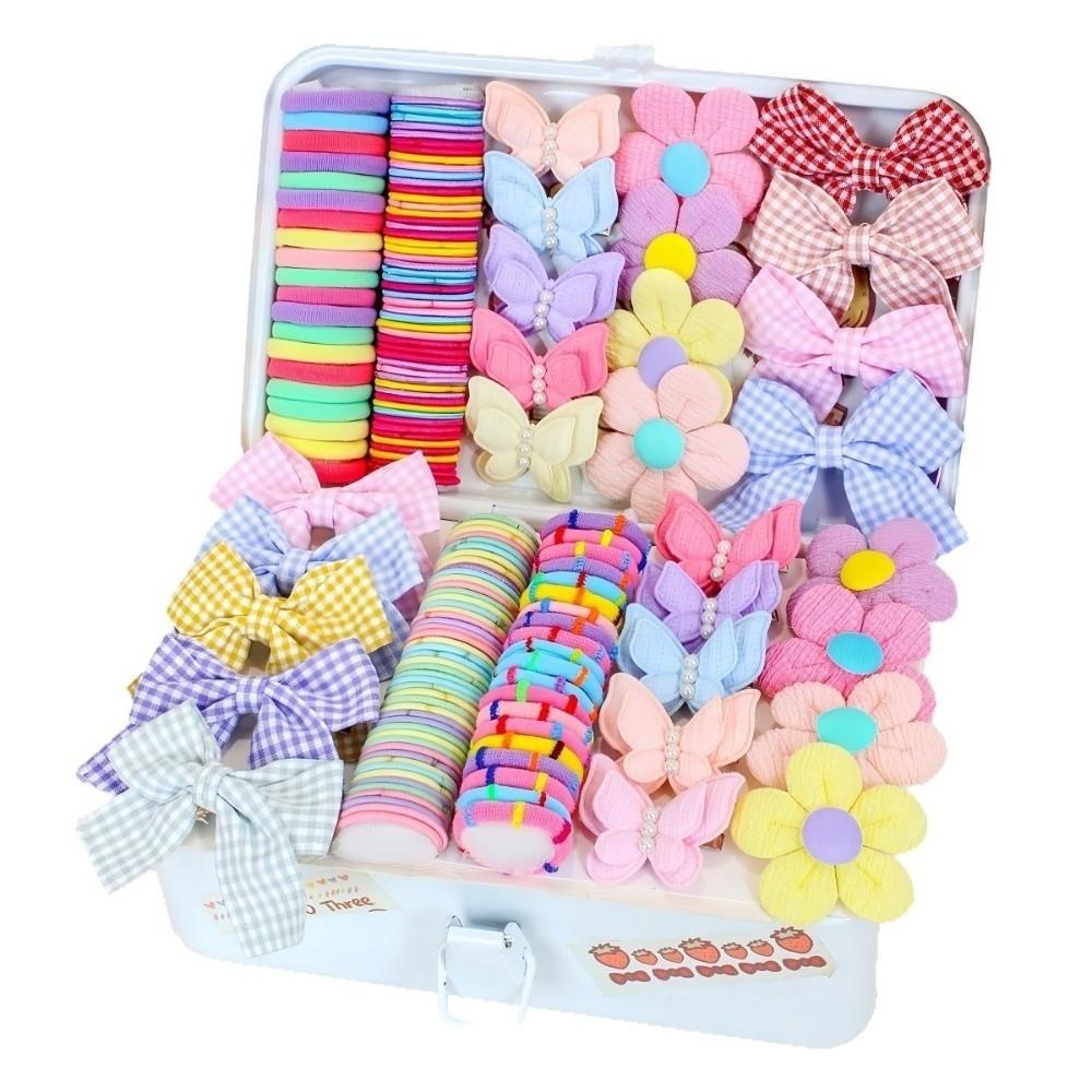 Flower Shape Girls Hair Accessories Set Bowknot Elastic Hair Ties New Hair Clips Kids Daily Wear