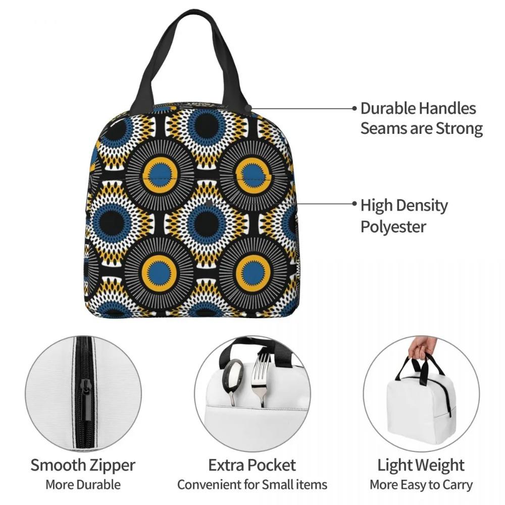 Sac à lunch isotherme Ankara Wax Hollandais Motif Africain pour Femmes Enfants Boîtes Alimentaires Portables Boîte à lunch thermique Sac fourre-tout