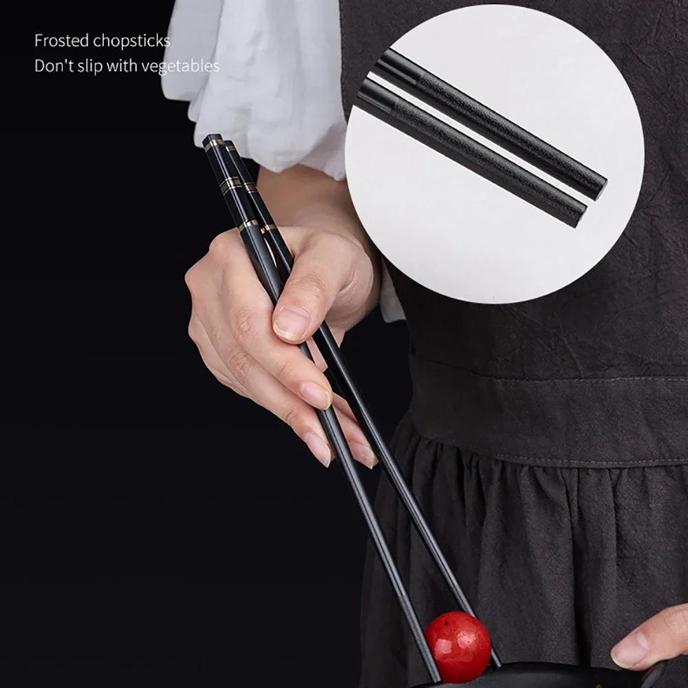 5 Pair Chopsticks Alloy Non-Slip Sushi Chop Sticks Set Japanese Chinese Gift Reusable Chopsticks Tableware Gift Kitchen