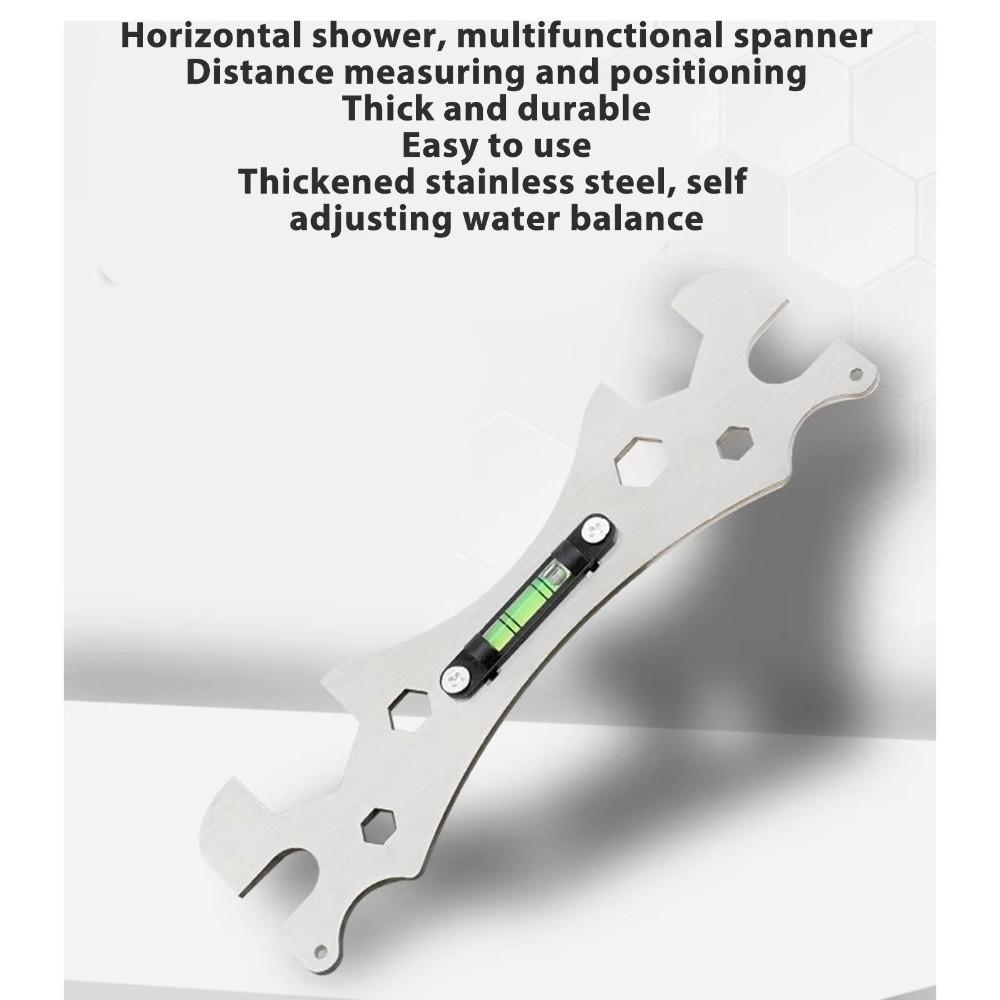 Multifunctional Level Special Wrench Stainless Steel Distance Measuring Universal Wrench Hexagonal Level Faucet Wrench
