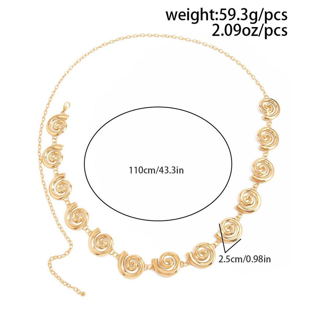 Ingemark Trend Geometric Spiral Belly Chain Women Sexy Bikini Conch Waist Chain Jeans Metal Belt Body Summer Jewelry Accessories