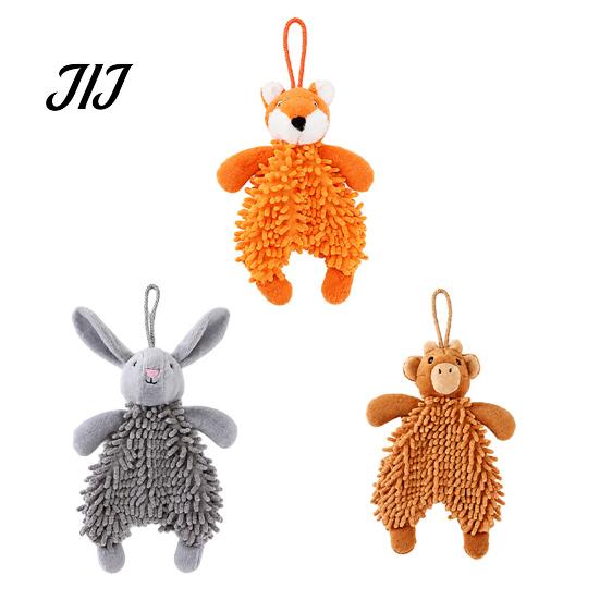 Bite Resistant Plush Toys for Dogs Squeaky Dog Toy, Fox/Rabbit/Bear Shape, Durable Bite-Resistant Interactive Toy Training Small Medium with Lanyard,