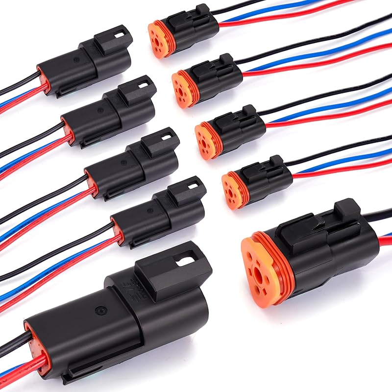 12 Pin Deutsch DT Connector 12 Way Waterproof DT Automotive Electrical Connector Male Female Plug with 16 AWG Cable Wire for Cars,Trucks,Boats,LED