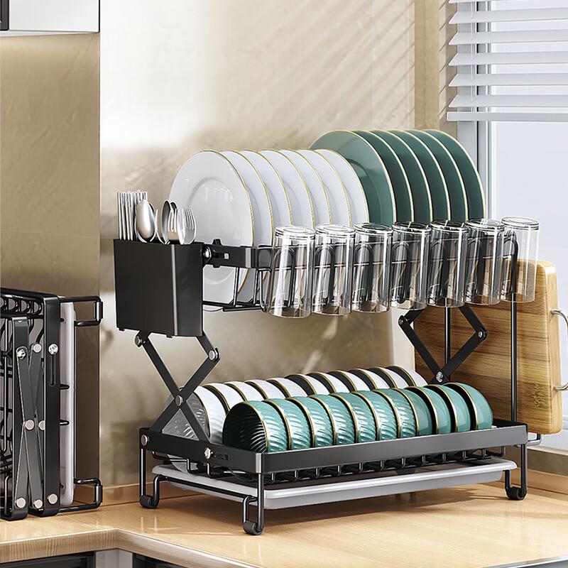 Foldable Carbon Steel Double-Layer Dish Drying Rack