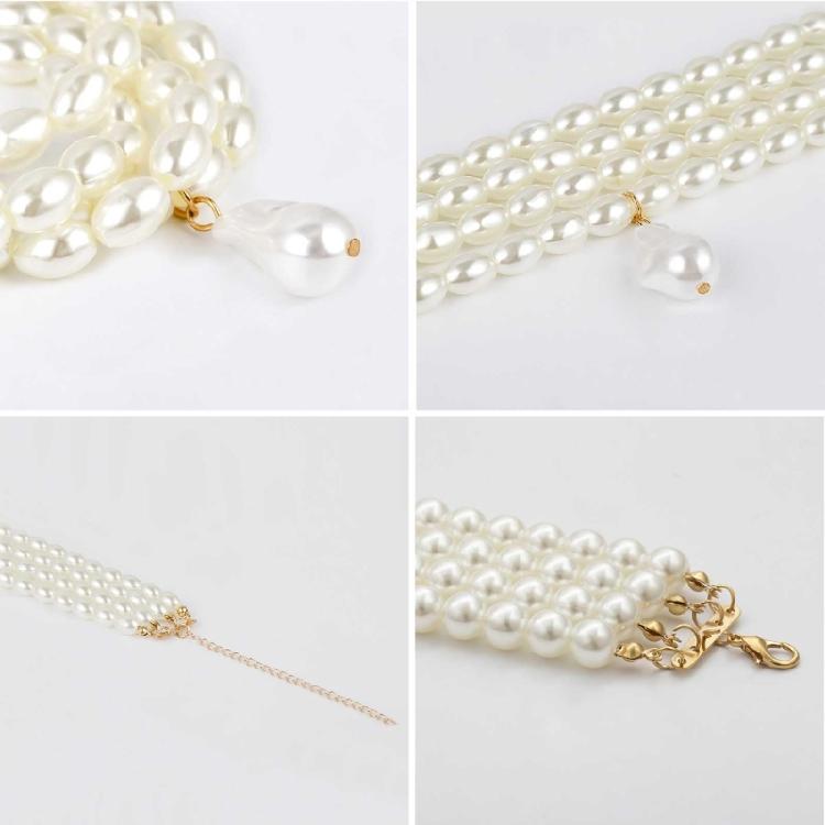 Simulated Pearl Necklaces Statement Bridal Choker Multi-Layer Pearl Necklace