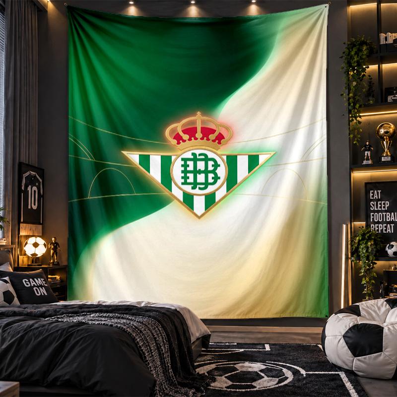 Wall Hanging Tapestry Real Betis Football Print Cloth for Living Room Bedroom Home Decor
