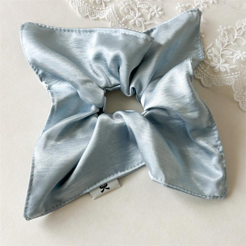 Summer Satin Square Scarf with Large Intestine-shaped Hairpin for Women, New Style Square Windmill Hair Tie, Thick Intestine-shaped Hair String