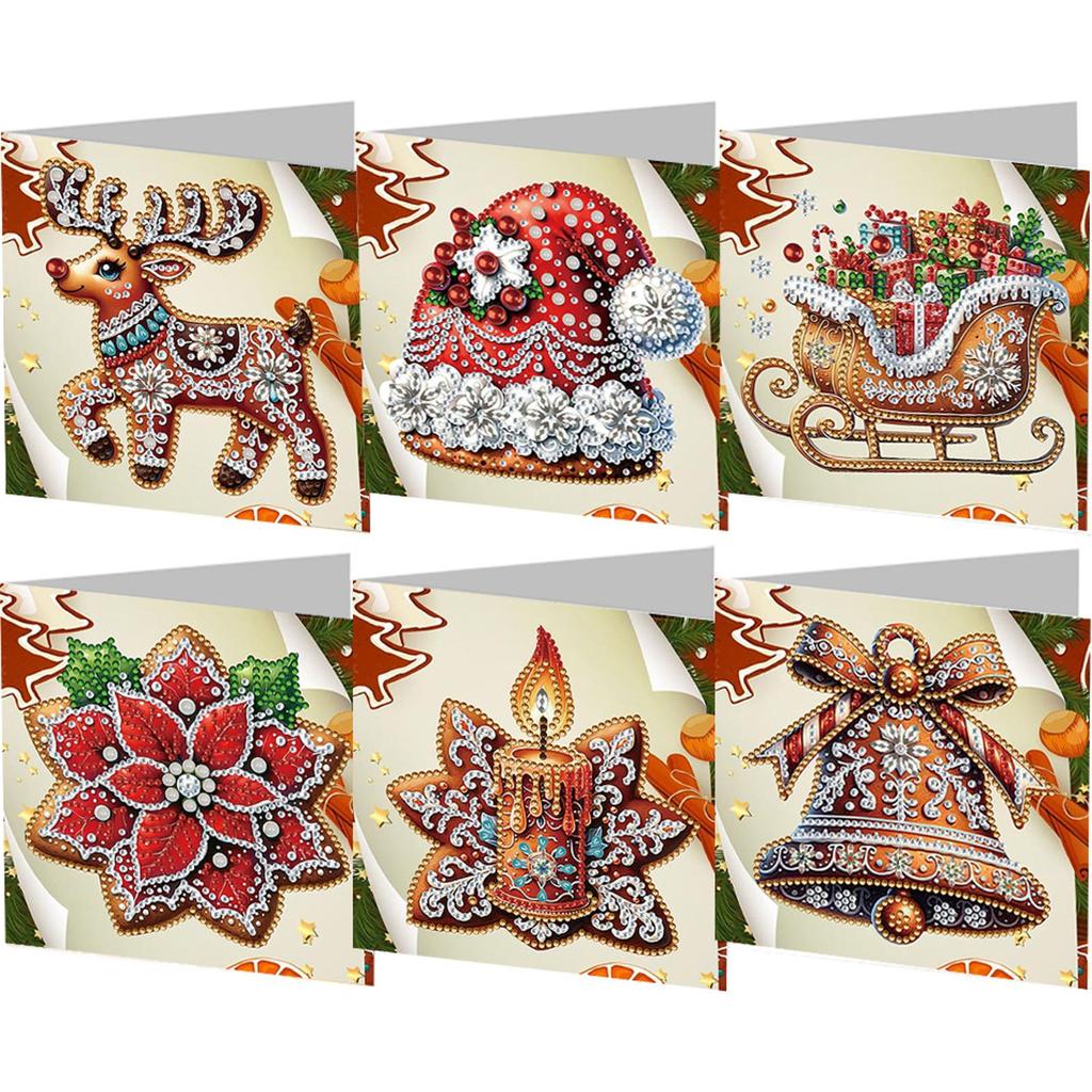 6Pcs Mask DIY Diamond Painting Card Rhinestone Painting Card Kit Diamond Painting Greeting Card for Holiday Party Favors