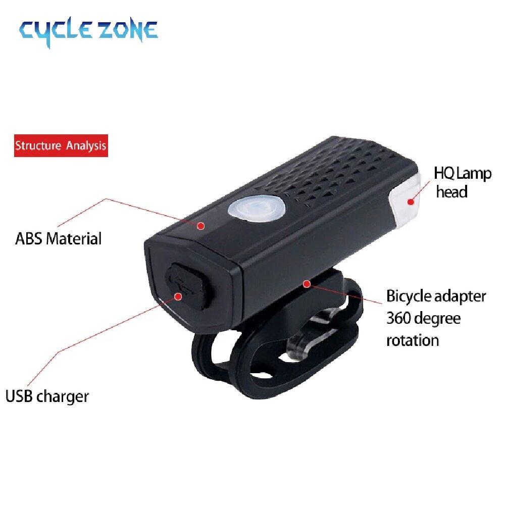 Bike Front Lights USB Rechargeable LED Bicycle Lamp for Night Riding MTB Headlight Flashlight Safety Cycling Accessories 3 Modes
