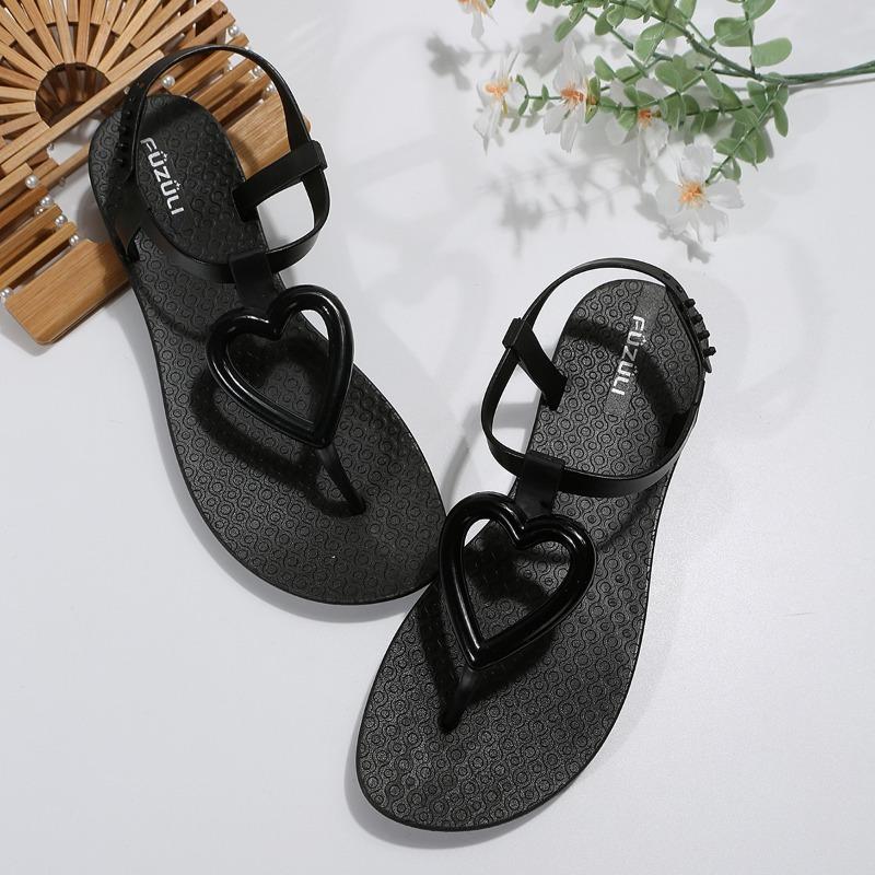 Fashion Summer Lightweight and Comfortable Casual Flat Thong Sandals Ladies Shoes Hot Sale 2024 Latest Model Love Heart Women's Sandals