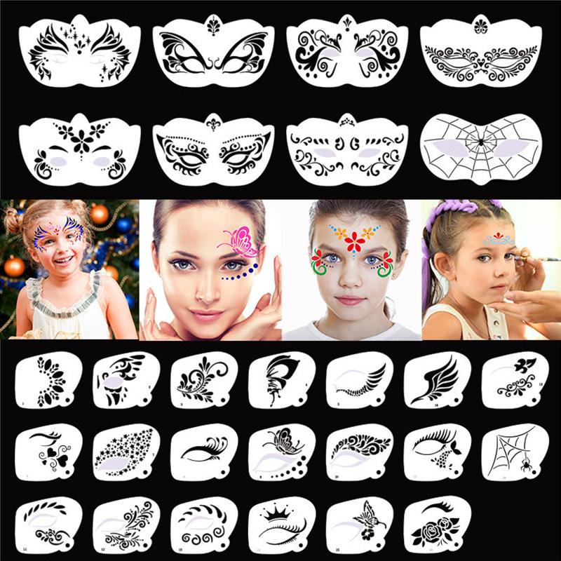 Pochoirs de Peinture pour le Visage Professionnels Pochoirs de Peinture pour le Corps Réutilisables Pour Adultes Enfants Modèles Faciles à Utiliser Pour Fêtes Outils de Maquillage