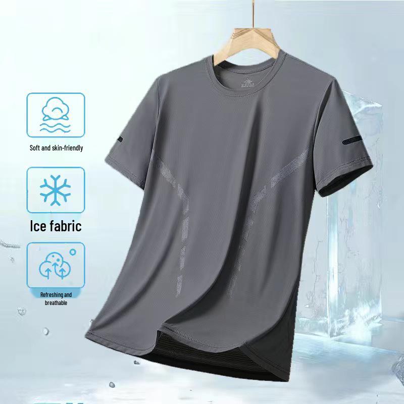 Men's Quick-Dry Ice Silk Mesh T-Shirt - Breathable, Loose-Fit, Casual Short Sleeve Sportswear