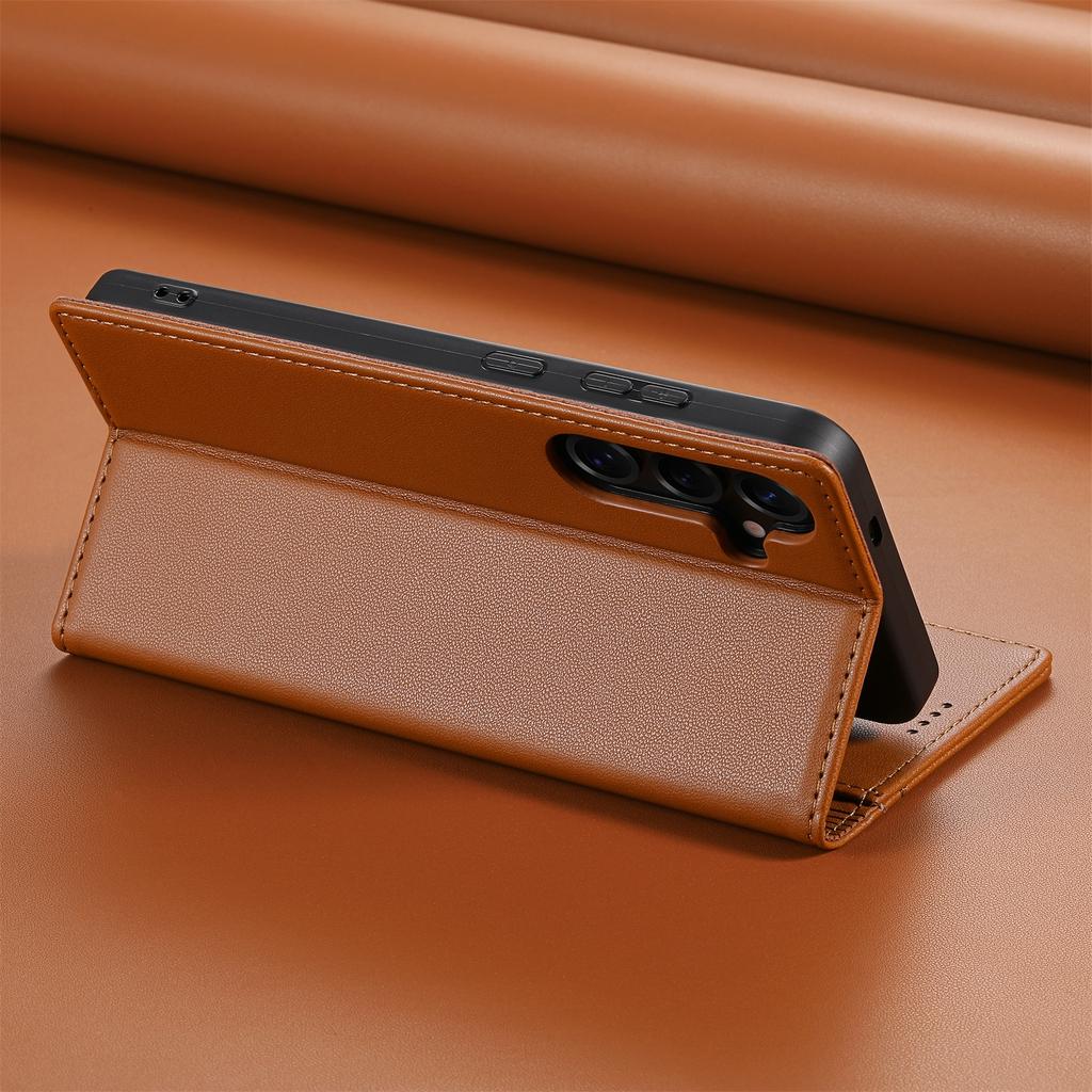 Strong Magnetic Card Holder Wallet Leather Case For Samsung Galaxy A06 A16 A26 A36 A56 A17 S25 Ultra S24 Plus S23 S22 RFID Cover