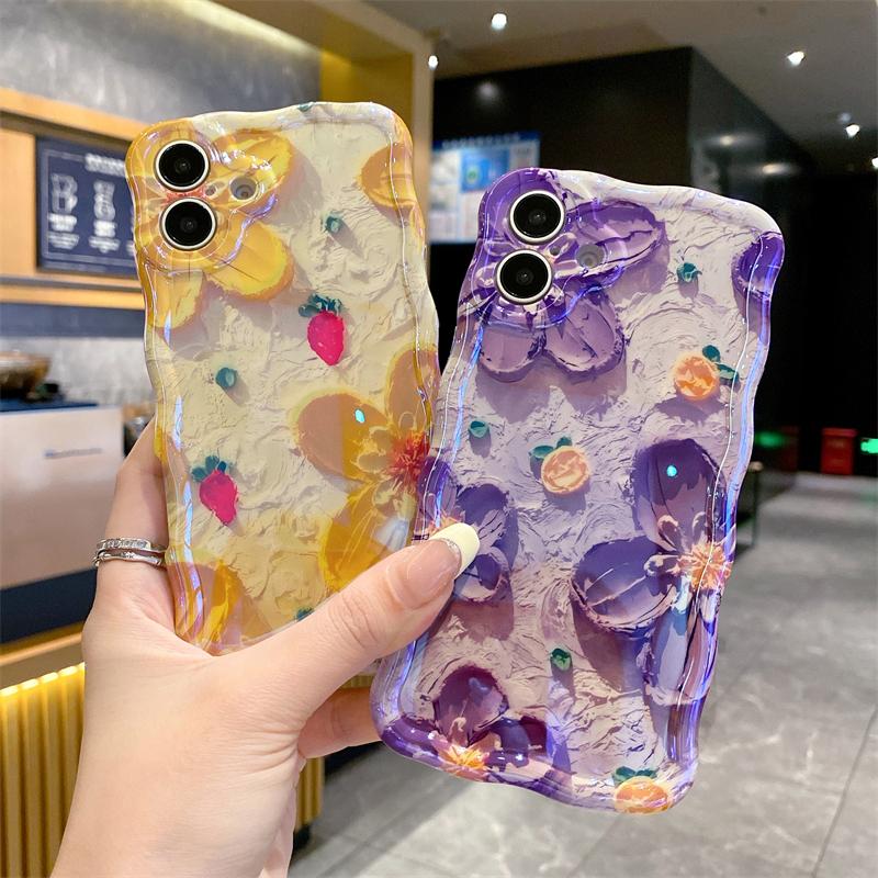 Luxury Purple Flowers Laser Glitter iPhone Case For iPhone 16 Pro Max 15 14 13 12 11 Plus Fashion Soft Silicone Shockproof Cover