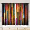 2 Pieces of Vintage Colored Plaid Stripes Printing Curtain - Polyester Material - Suitable for Bedroom Living Room Study Room an