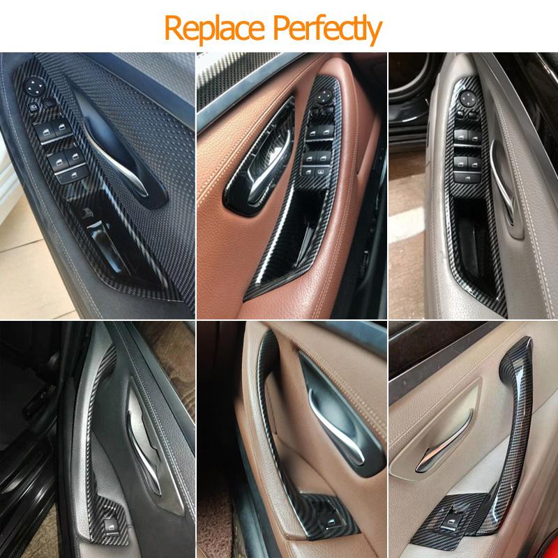 LHD RHD Maniglia interna per portiera auto in fibra di carbonio 7 pezzi Set per BMW Serie 5 F10 F11 520i 523i 525i 528i 530i 535i