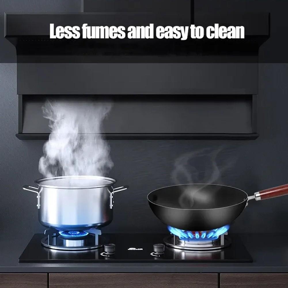 Traditional Without Ear Chinese Seasoning Iron Wok Wooden Handle Non-stick Cast Iron Pot Uncoated Cooking Wok Home Cooking