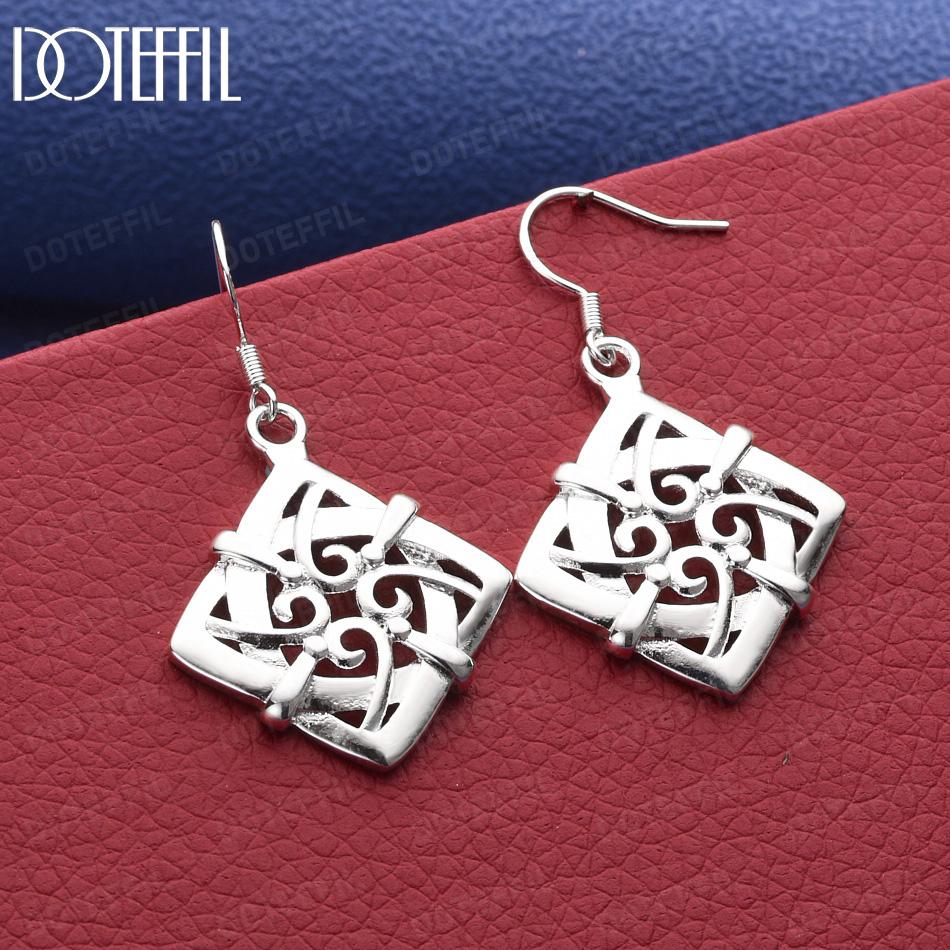 925 Sterling Silver Openwork Diamond Pendant Earrings - Elegant Gift Jewelry 4.40*2.50cm