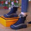 Female Winter Snow Boots Front Zip Thick Bottom Cotton Shoes Warm Versatile Round Head High-top Flats