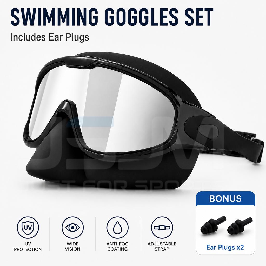JSJM Upgraded Adult Swimming Goggles HD Anti-Fog Waterproof Swim Glasses Wide View UV Protection Adjustable Strap for Men Women2