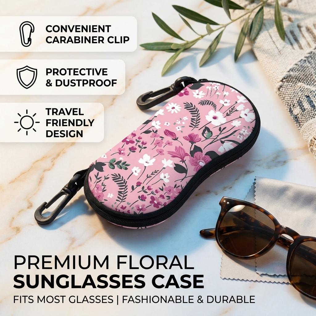 Portable Glasses Container High-Quality Sunglasses Case Floral Eyeglass Pouch Lightweight Waterproof Glasses Organizer