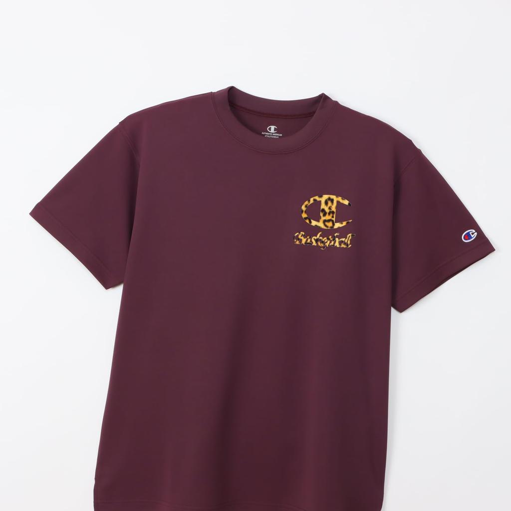 Short Round Odor Quick One Point Short Sleeve Maroon [Champion] T-Shirt, Sleeve, Neck, Antibacterial, Resistant, Drying, Logo, Women's T-Shirt,