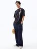 HYII Unisex Double Waistband Wide Denim Pants [Blue]