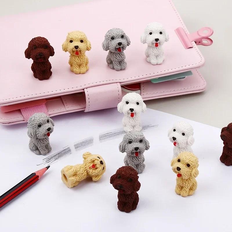 2Pcs Kawaii Cute Dog Cartoon Eraser Pencil Rubber Novelty for Kids School Office Supplies Student Stationery Gift Random