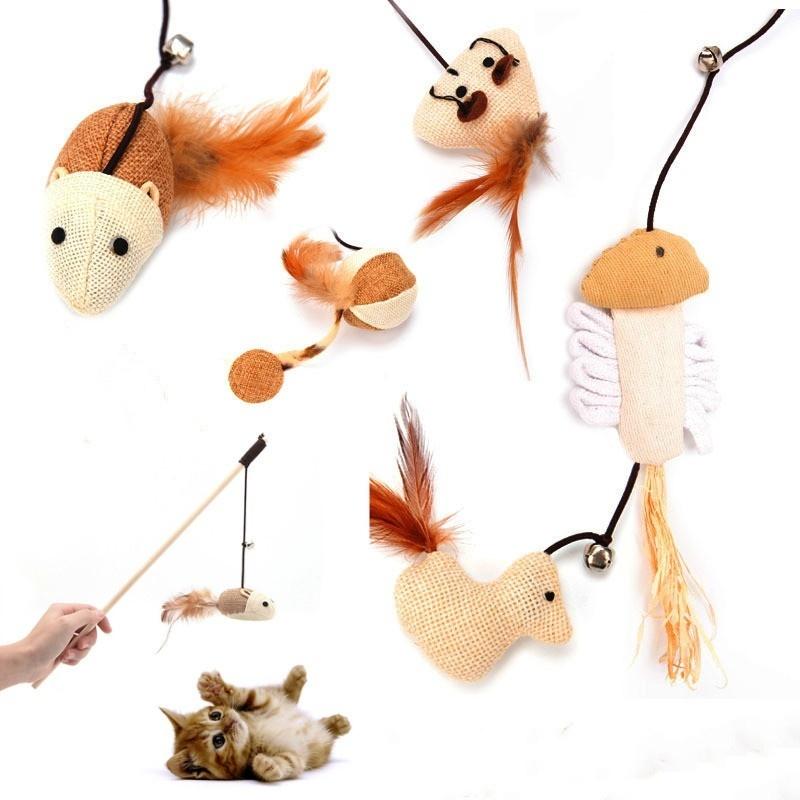 1pcs Funny Cat Toys Replaceable Feathers Funny Cat Toy Gift Set for Pet Interactive Exercise Training Toys for Cat Supplies
