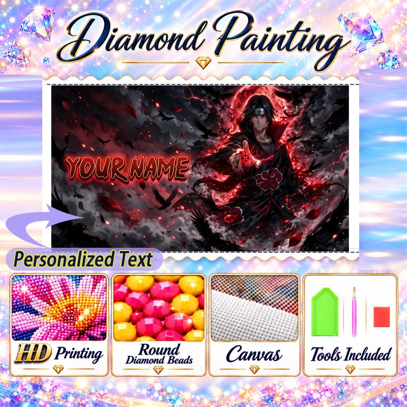 Personalized Itachi Uchiha Diamond Art Custom Name 5D Diamond Painting Full Drill DIY Craft