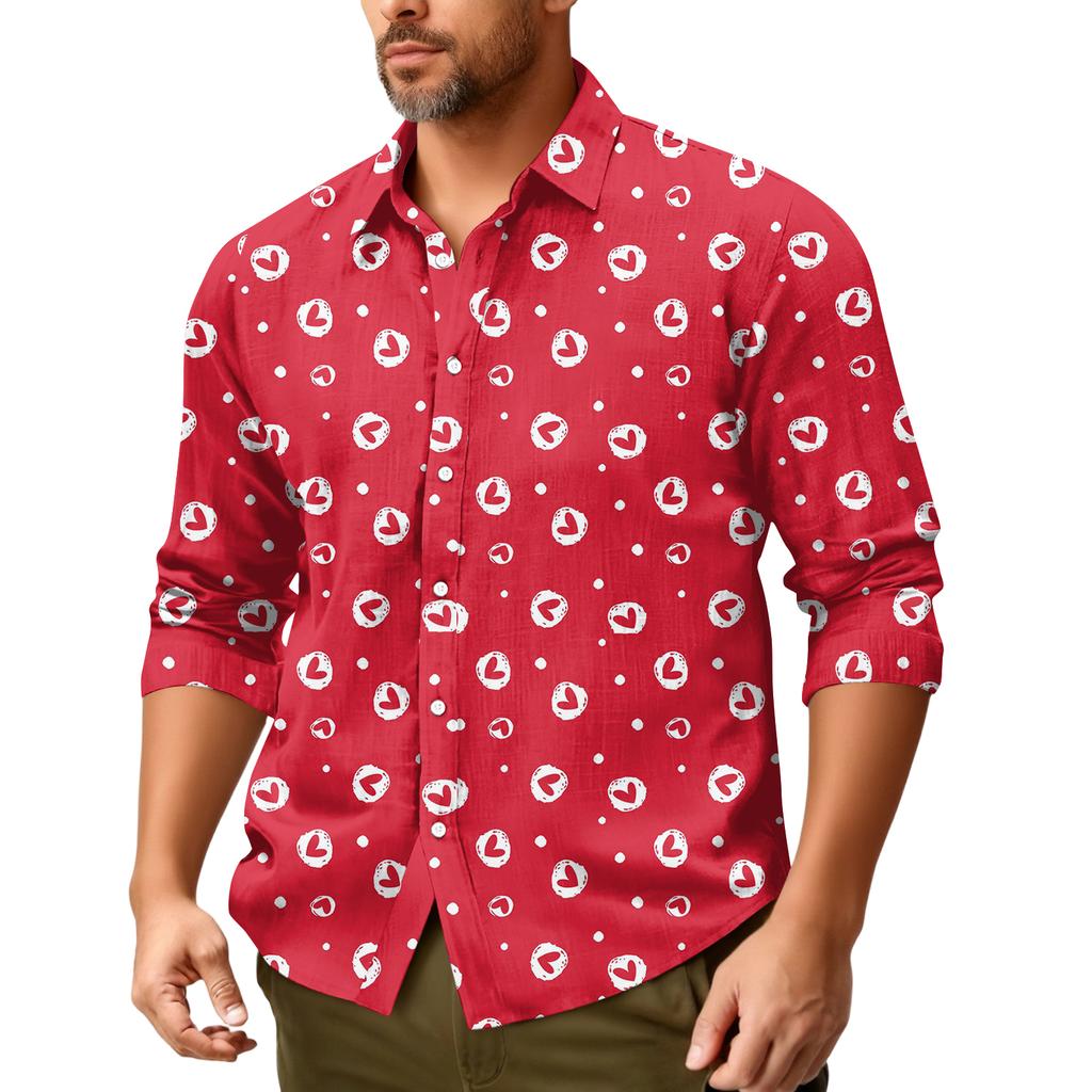 Męska koszula z długim rękawem, luźna, swobodna, z modnymi klapami