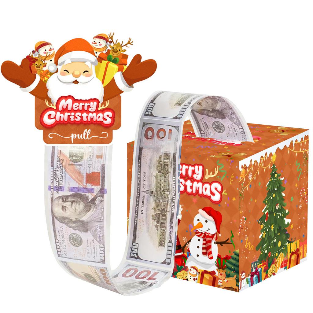 Paper Theme Christmas Gift Box With Santa Claus Pattern Party Decoration Prop