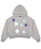 Cream Soda Lab Seven Flower Crop Hoodie Gray