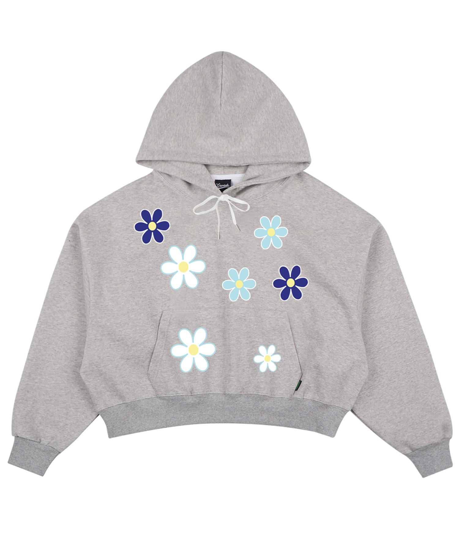 Cream Soda Lab Seven Flower Crop Hoodie Gray Free