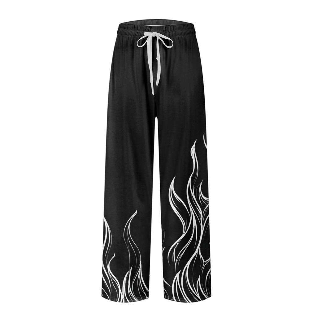 Men's Knitted Fashion Print Pocket Casual Pants Pajama Pants
